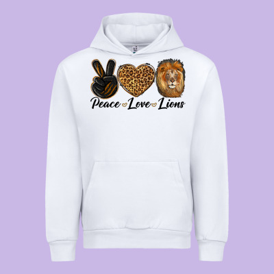 Peace Love Lion Head Urban Hoodie Designed By Lillyallendesigns