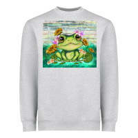 Heather Grey frog with sunflower Heavyweight Sweatshirt - TumblerDesignByShophia