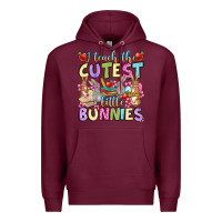 Burgundy Easter Day I teach the cutest little bunnies Premium Hoodie - OliviaCreatesArt