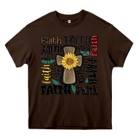 Chocolate Brown faith cross Heavy Core Tee - MaliasSmallBusiness