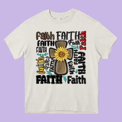 Faith Cross Heavy Core Tee Designed By Maliassmallbusiness
