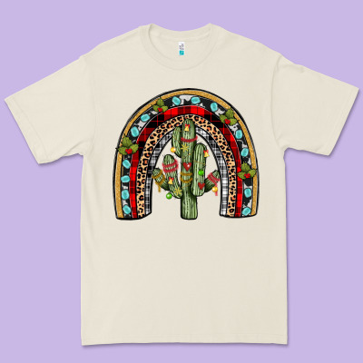 Christmas Cactus Rainbow Premium Tee Designed By Jahusdesignshop