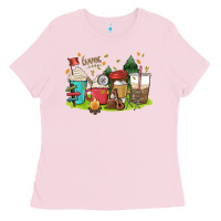 Bubblegum Pink camp coffee drink Ladies Tee - MaliasSmallBusiness
