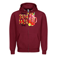 Burgundy sweet summer time waterolor Zipper Hoodie - CowCowDesign