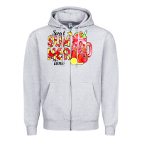 Heather Grey sweet summer time waterolor Zipper Hoodie - CowCowDesign