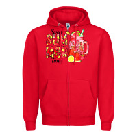 Red sweet summer time waterolor Zipper Hoodie - CowCowDesign