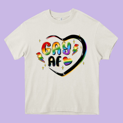 Gay Af Heavy Core Tee Designed By Maliassmallbusiness