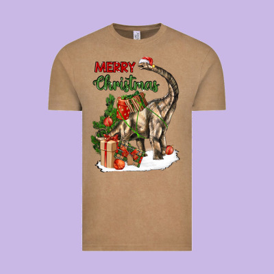 Merry Christmas Brachiosaurus Vintage Tee Designed By Lillyallendesigns