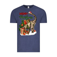 Vintage Denim merry christmas brachiosaurus Vintage Tee - LillyAllenDesigns