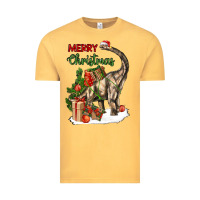 Vintage Mustard merry christmas brachiosaurus Vintage Tee - LillyAllenDesigns