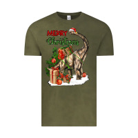 Vintage Olive merry christmas brachiosaurus Vintage Tee - LillyAllenDesigns
