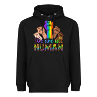 Black We Are All Human Heavyweight Hoodie - BundleAndBundleShop