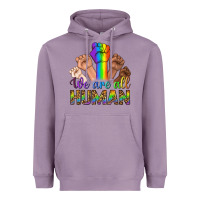 Lavender We Are All Human Heavyweight Hoodie - BundleAndBundleShop