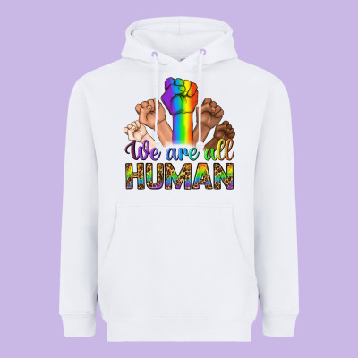 We Are All Human Heavyweight Hoodie Designed By Bundleandbundleshop