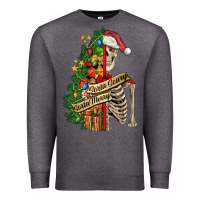 Charcoal Heather sorta merry sorta scary skeleton Premium Sweatshirt - FaDigitalArtStudio