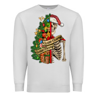 Dove Grey sorta merry sorta scary skeleton Premium Sweatshirt - FaDigitalArtStudio