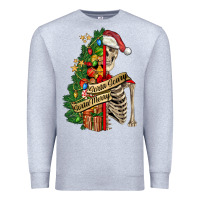 Heather Grey sorta merry sorta scary skeleton Premium Sweatshirt - FaDigitalArtStudio