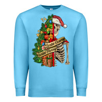 Ocean Blue sorta merry sorta scary skeleton Premium Sweatshirt - FaDigitalArtStudio