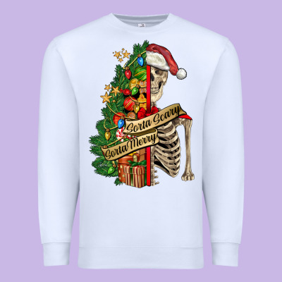 Sorta Merry Sorta Scary Skeleton Premium Sweatshirt Designed By Fadigitalartstudio