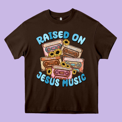 Raised On Jesus Music Heavy Core Tee Designed By Maliassmallbusiness