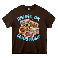 Chocolate Brown raised on jesus music Heavy Core Tee - MaliasSmallBusiness