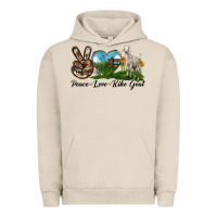 Pigment French Oak Peace Love Kiko Goat Urban Hoodie - LillyAllenDesigns