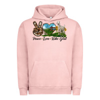 Pigment Salmon Peace Love Kiko Goat Urban Hoodie - LillyAllenDesigns