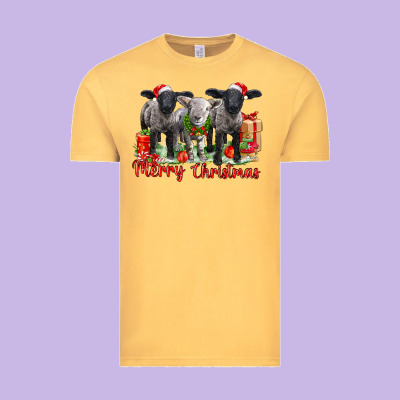 Merry Christmas Baby Sheeps Vintage Tee Designed By Lillyallendesigns