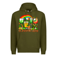 Army Green St. Patrick's wine glasses Premium Hoodie - OliviaCreatesArt