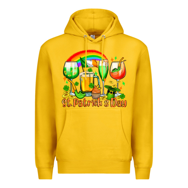 St. Patrick's Wine Glasses Premium Hoodie by OliviaCreatesArt | Teevron