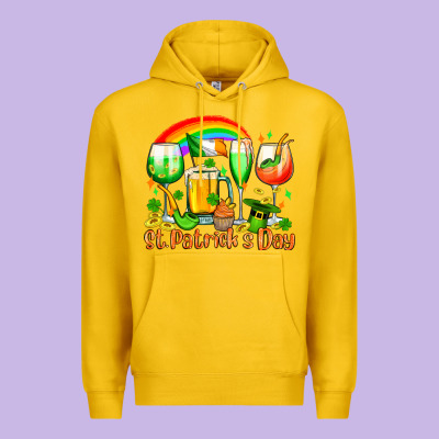 St. Patrick's Wine Glasses Premium Hoodie Designed By Oliviacreatesart