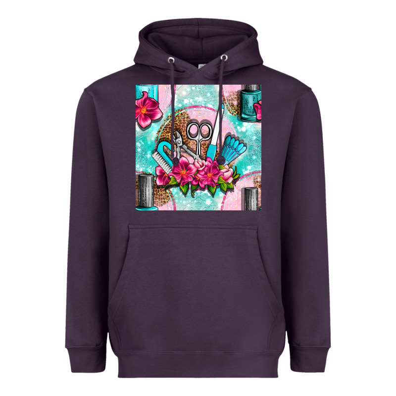 Nail Tools And Polish With Flowers And Tooled Leather Seamless Pattern Heavyweight Hoodie by BundleAndBundleShop | Teevron