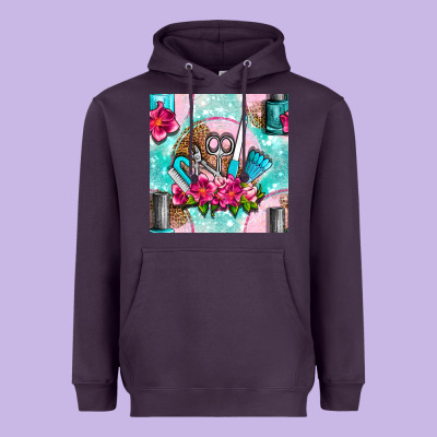 Nail Tools And Polish With Flowers And Tooled Leather Seamless Pattern Heavyweight Hoodie Designed By Bundleandbundleshop