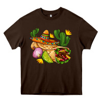 Chocolate Brown burrito  with sombrero and union with cactus Heavy Core Tee - AdoDesignShop