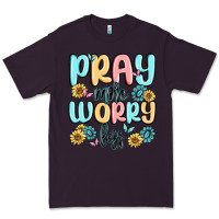 Plum pray more worry less Premium Tee - MaliasSmallBusiness