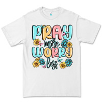 White pray more worry less Premium Tee - MaliasSmallBusiness