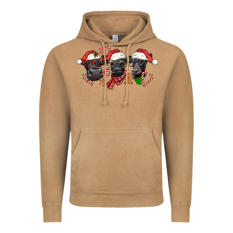 Christmas Black Angus Cows Vintage Hoodie by LillyAllenDesigns | Teevron