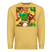 Antique Gold american football go with thunder and leopard  seamless pattern Premium Sweatshirt - BundleAndBundleShop