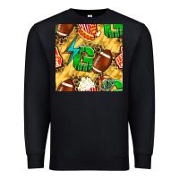Black american football go with thunder and leopard  seamless pattern Premium Sweatshirt - BundleAndBundleShop