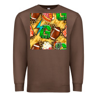 Chestnut american football go with thunder and leopard  seamless pattern Premium Sweatshirt - BundleAndBundleShop