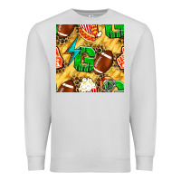 Dove Grey american football go with thunder and leopard  seamless pattern Premium Sweatshirt - BundleAndBundleShop