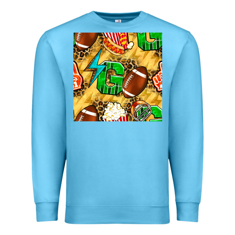 American Football Go With Thunder And Leopard  Seamless Pattern Premium Sweatshirt by BundleAndBundleShop | Teevron