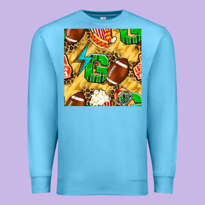 American Football Go With Thunder And Leopard  Seamless Pattern Premium Sweatshirt Designed By Bundleandbundleshop