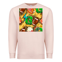 Pale Pink american football go with thunder and leopard  seamless pattern Premium Sweatshirt - BundleAndBundleShop
