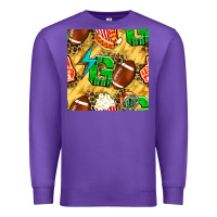 Purple american football go with thunder and leopard  seamless pattern Premium Sweatshirt - BundleAndBundleShop