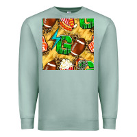Seafoam american football go with thunder and leopard  seamless pattern Premium Sweatshirt - BundleAndBundleShop
