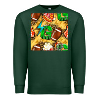 Sports Green american football go with thunder and leopard  seamless pattern Premium Sweatshirt - BundleAndBundleShop