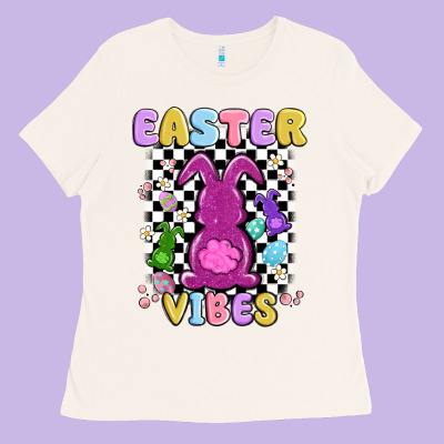 Easter Vibes Peep Faux Sequin Ladies Tee Designed By Maliassmallbusiness