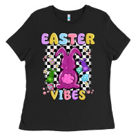 Black easter vibes peep faux sequin Ladies Tee - MaliasSmallBusiness
