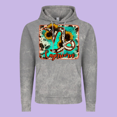 Capricorn Turquoise Cowhide Vintage Hoodie Designed By Ranaportraitstore